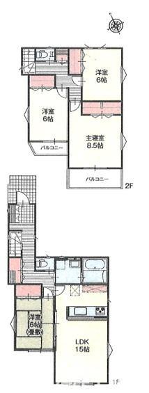 平塚市平塚３丁目　新築戸建　全15棟の間取り|全居室2面採光の4LDKです