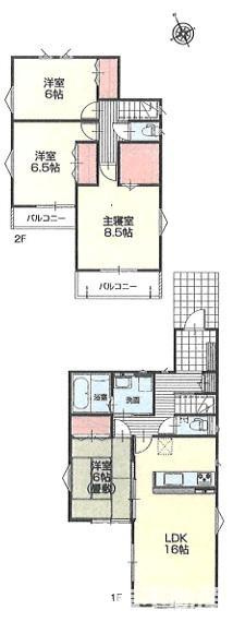 平塚市平塚３丁目　新築戸建　全15棟の間取り|全居室2面採光の4LDKです