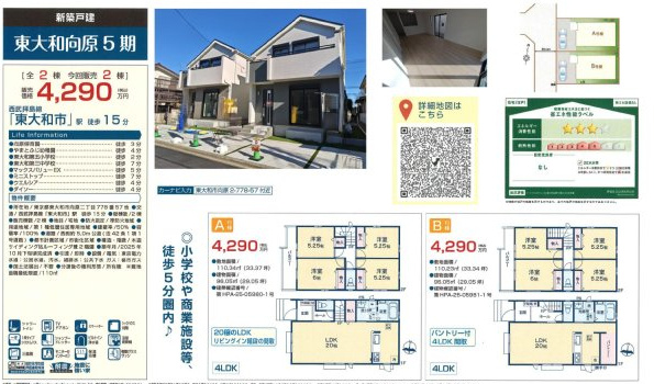 【Heartfull Town】東大和市向原５期のその他|□売主作成による販売用の図面(マイソク)です。この図面には売主の工夫(お客様へ本物件のメリットをうまく伝えられる様)が良く表れています。□