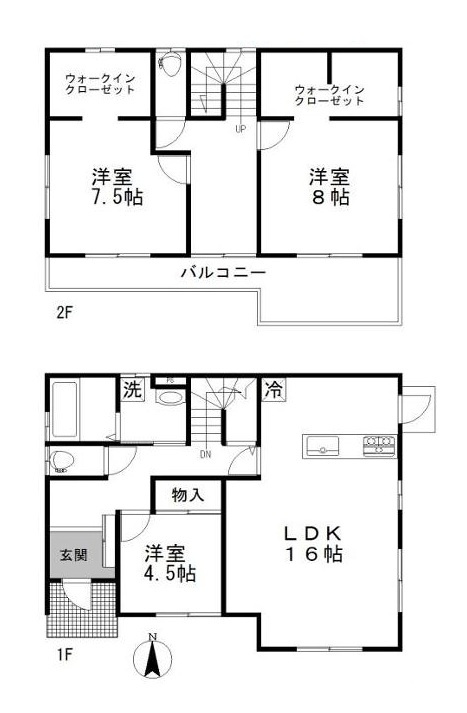 土浦市おおつ野７丁目　中古戸建の間取り