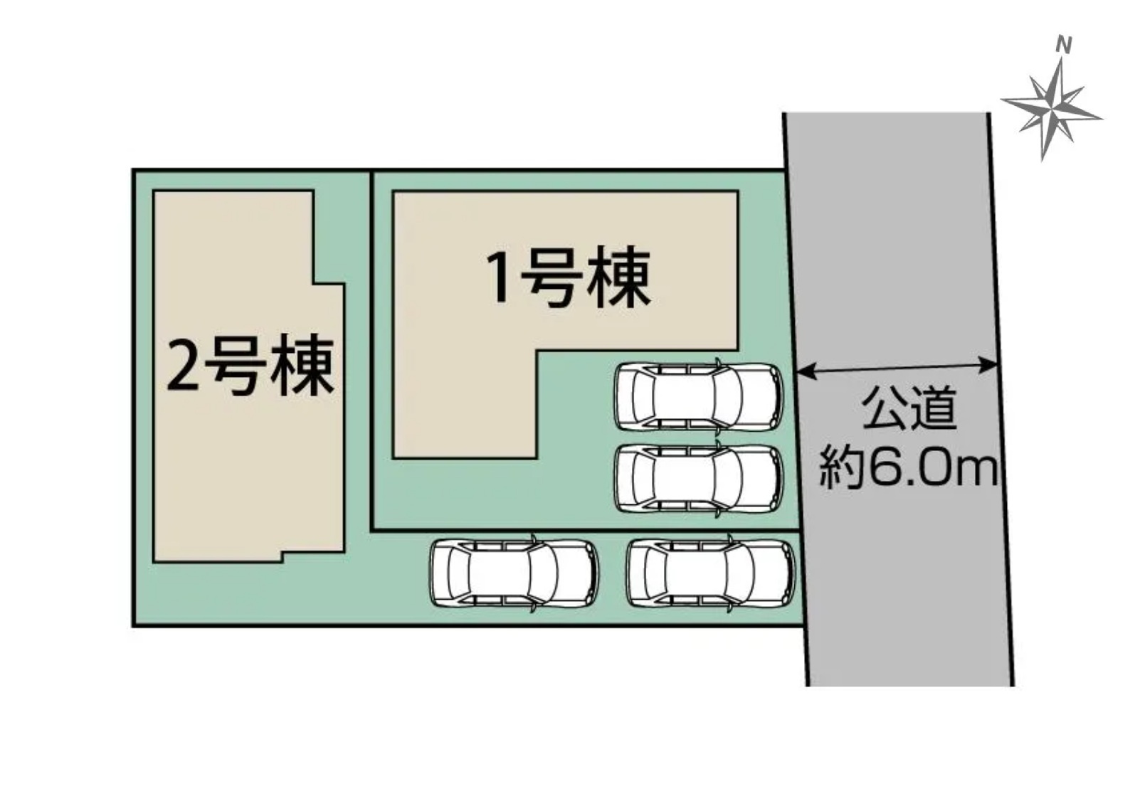 熊本市北区武蔵ケ丘2丁目第1-2棟（1号棟）の区画図|配置図（1号棟）