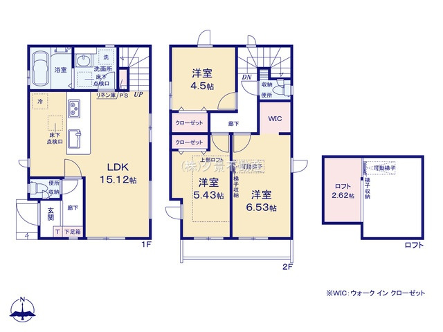 【間取り】 | 《仲介手数料無料》練馬区大泉学園町５丁目16-3(全1戸)新築一戸建てグラファーレ