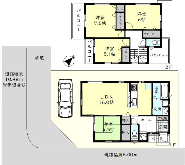 神戸市西区北別府5丁目戸建　2号地の間取り