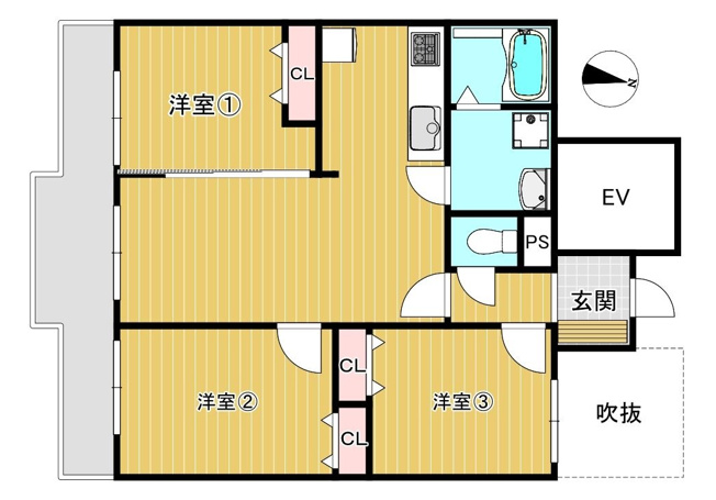 【間取り】 | ラフィーネ春日原 | リフォーム済みで気持ちよく新生活を始められます。エレベーター近くなので荷物が多い時でも安心です
