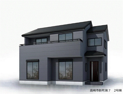 高崎市新町第７（全３棟）2号棟の外観パース|外観パースです