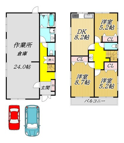 大西町貸家の間取り