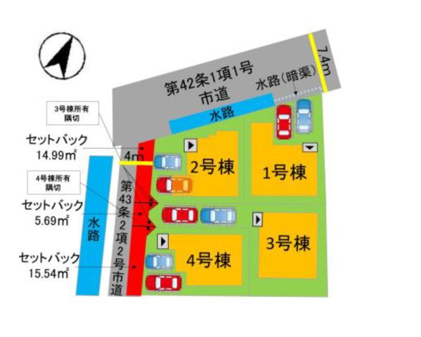 福岡市東区三苫4丁目第3-4棟（2号棟）の区画図|配置図（2号棟）