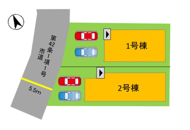 福岡市南区中尾2丁目第4-2棟（1号棟）の区画図|配置図（1号棟）