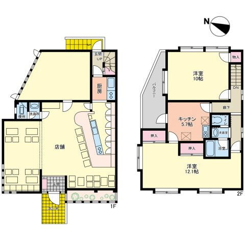 藤枝市時ケ谷　店舗併用住宅の間取り