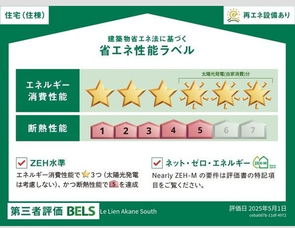 Le Lien Akane　Southの省エネ性能ラベル