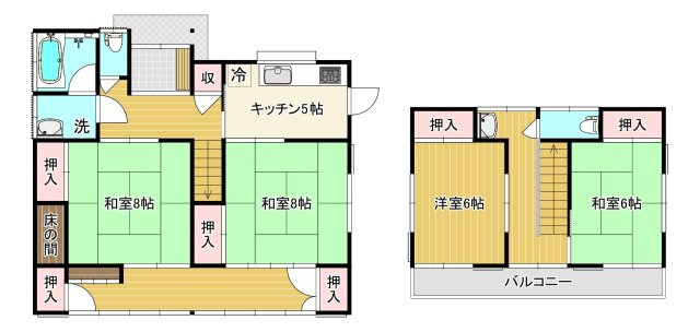 甲府市岩窪町中古戸建住宅の間取り