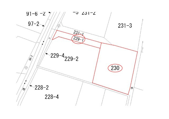 甲府市岩窪町中古戸建住宅の土地図