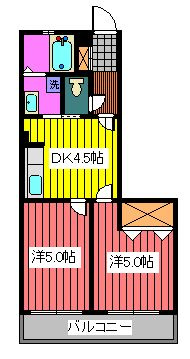 川口市南鳩ヶ谷２丁目の賃貸マンションの間取り