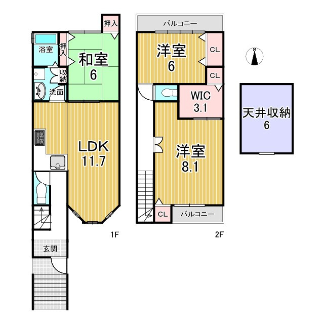 鹿ヶ谷桜谷町 中古戸建の間取り