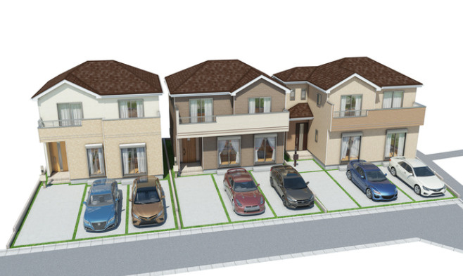 富士市松本46番　新築戸建　全3棟　B号棟　の外観パース|外観パースです