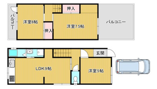 【間取り】 | ２ＷＡＹアクセス！南海本線「北助松」駅まで徒歩１2分！ＪＲ阪和線「北信太」駅まで徒歩１７分！毎日の通勤・通学に便利ですね♪