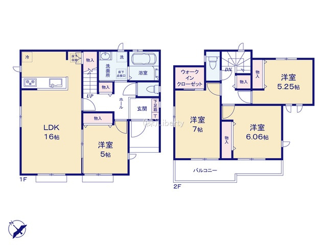 土浦市右籾　新築戸建　A号棟の間取り