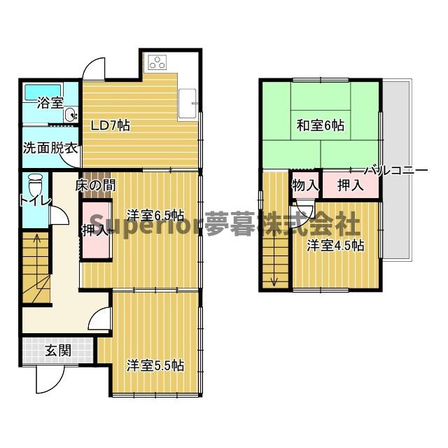 【中古戸建て】大津市本宮2丁目の間取り