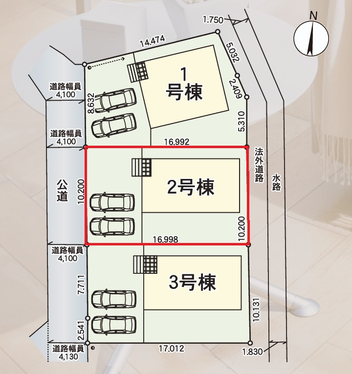 Cradlegarden　 北茨城市磯原町木皿　第3　2の区画図|敷地面積約52坪。気になる他の物件と合わせての現地ご案内も可能です。お気軽にお問い合わせください。

