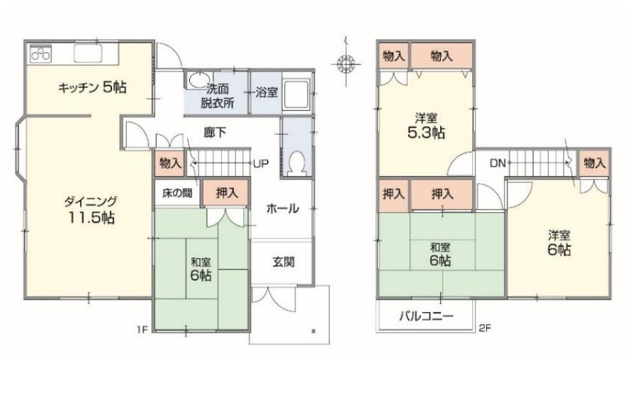 つくば市下広岡　中古戸建の間取り