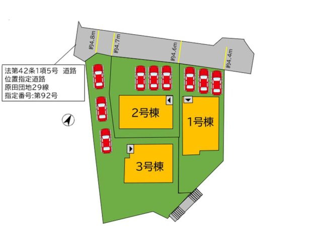 福津市福間南5丁目第5-3棟（2号棟）の区画図|配置図(2号棟)