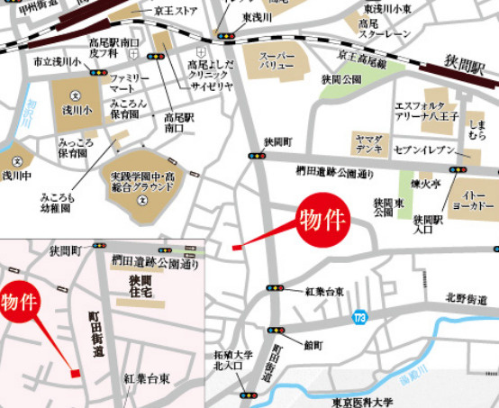 祝　成約済み　八王子市　狭間町　新築戸建て　の地図|～仲介手数料無料☆八王子ひなた不動産～八王子市狭間町　新築戸建て