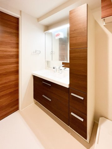 アルビオン　コートの洗面所|3面鏡のシャンプードレッサー♪パントリー有り