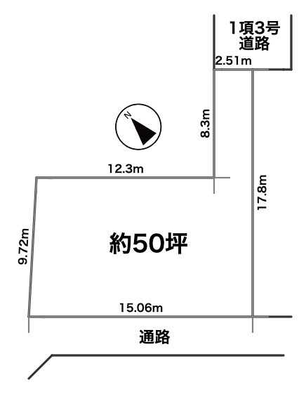 茅ヶ崎市浜竹4丁目　売地の土地図|海側エリアのゆったり50坪！日当たり良好