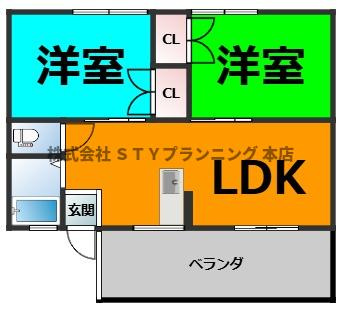 仲介手数料０円！コーポおおくらの間取り