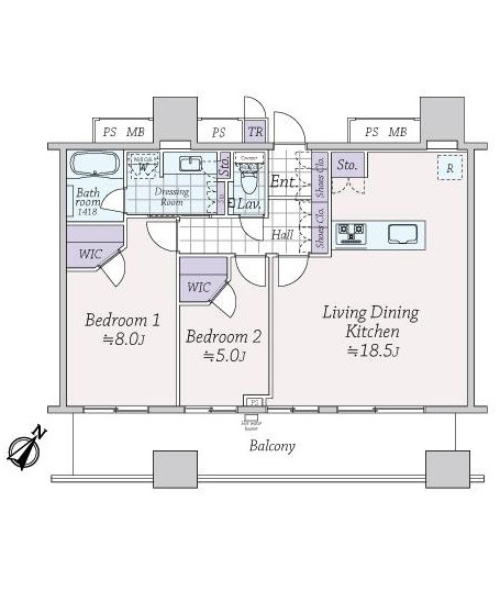 【間取り】 | ★仲介手数料無料★パークコート千代田富士見ザ・タワー（皇居・北の丸公園・千鳥ヶ淵を望める　南東向き29F）