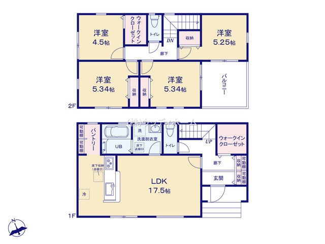 越谷市大泊第8　新築一戸建ての間取り