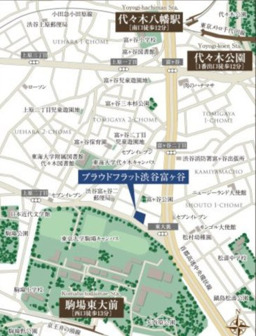 プラウドフラット渋谷富ヶ谷の地図