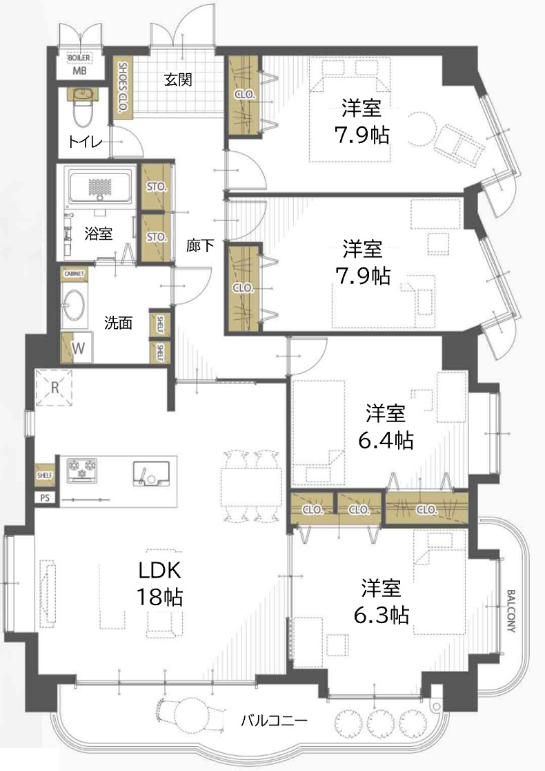 ライオンズマンション筑紫丘の間取り