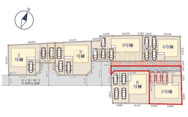 水戸市見川12期　新築戸建て　5号棟の区画図|大きなお買い物だからこそ、メリット・デメリットを伝えさせて頂きます。
R-homeにお任せください♪
