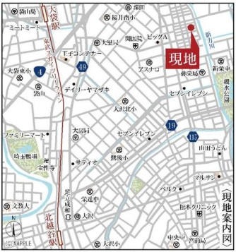 越谷市弥栄町新築戸建ての地図
