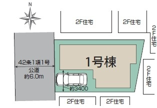 越谷市袋山新築戸建ての区画図