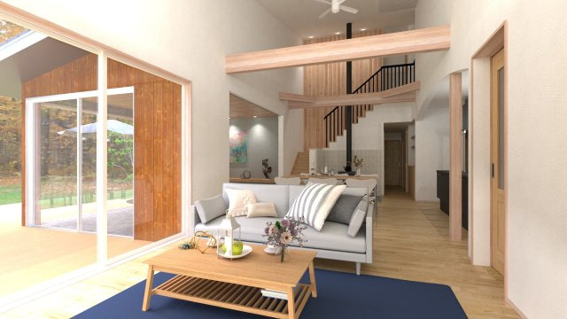 中軽井沢 借宿エリア 片流れ屋根が美しい新築戸建の完成予想図