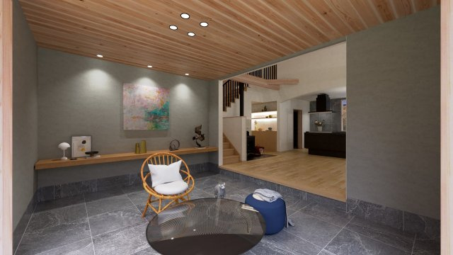 中軽井沢 借宿エリア 片流れ屋根が美しい新築戸建の完成予想図