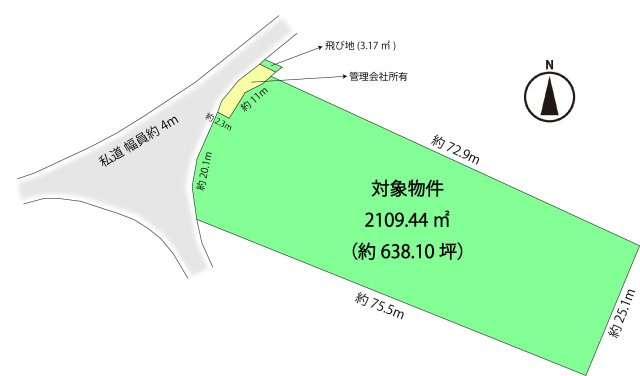 旧軽井沢 太陽の森別荘地 浅間山を臨む土地の区画図|600坪超えの大型区画です。