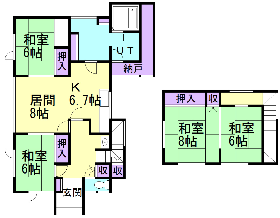 登別市若草町5丁目3-3戸建の間取り