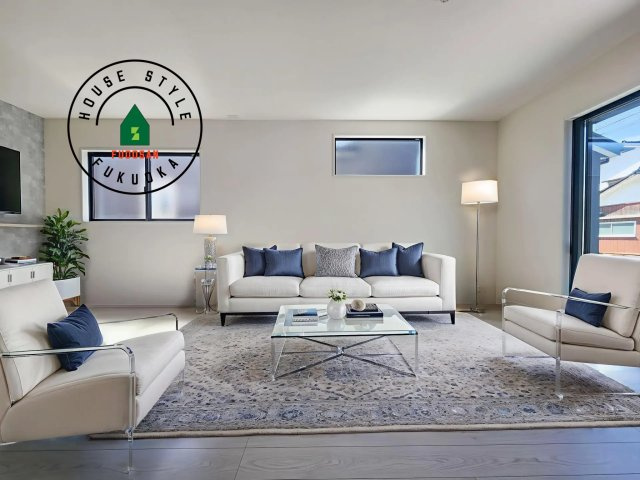 福津市津屋崎1丁目第4-2棟（1号棟）の居間・リビング|多くの時間を過すことになるリビングだからこそ、いつも穏やかな空間・解放感が味わえ毎日が充実します。