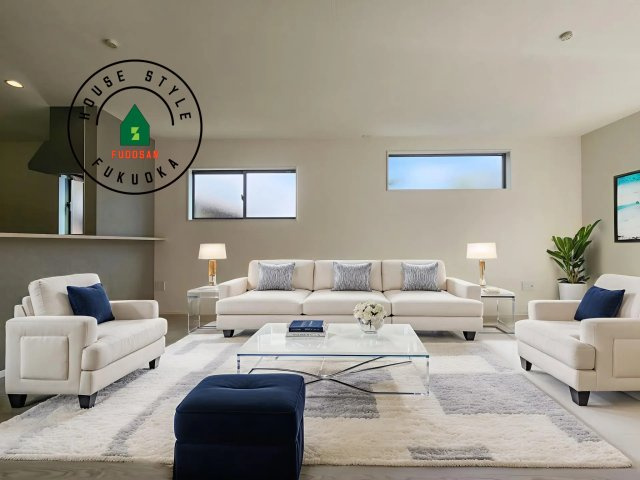 福津市津屋崎1丁目第4-2棟（2号棟）の居間・リビング|多くの時間を過すことになるリビングだからこそ、いつも穏やかな空間・解放感が味わえ毎日が充実します。