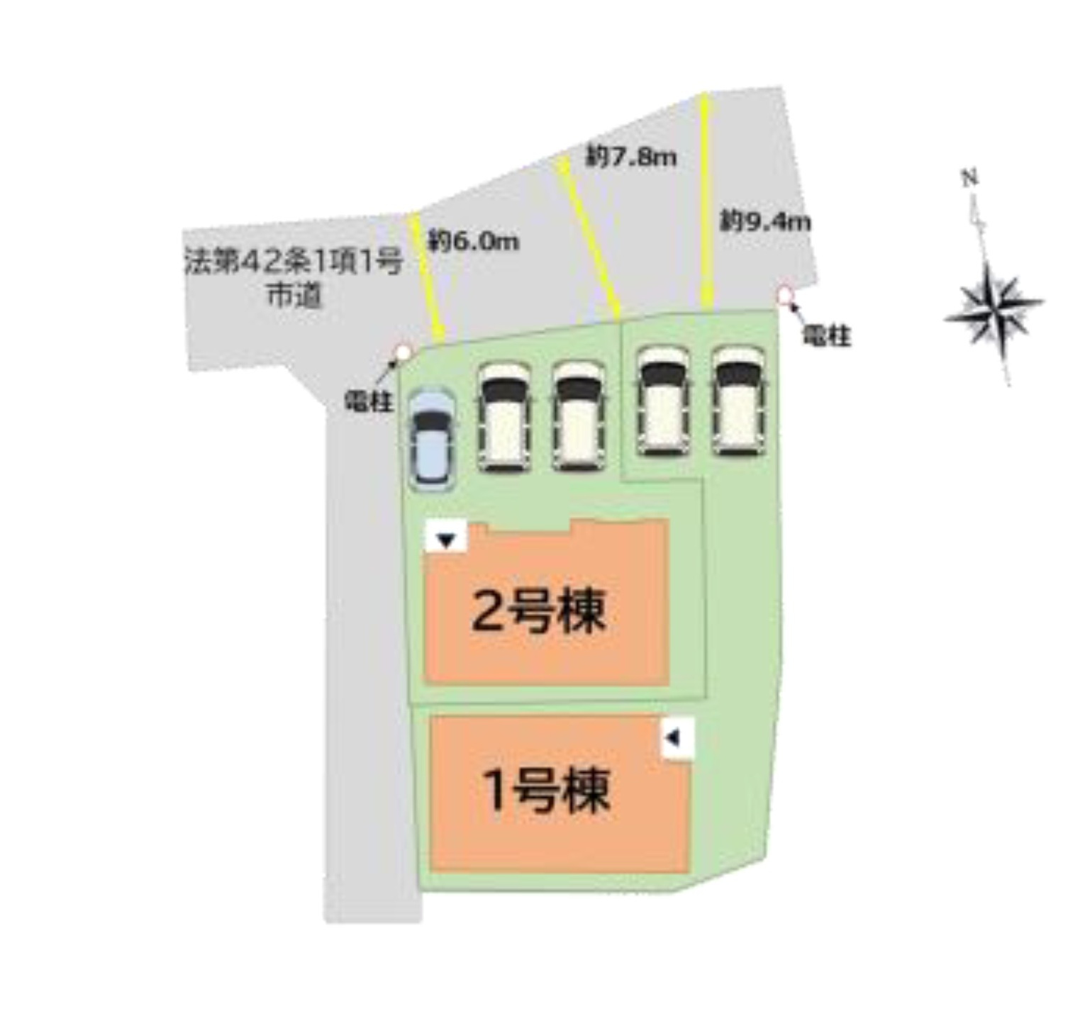 春日市須玖南6丁目第2-2棟(1号棟)の区画図|配置図(1号棟)