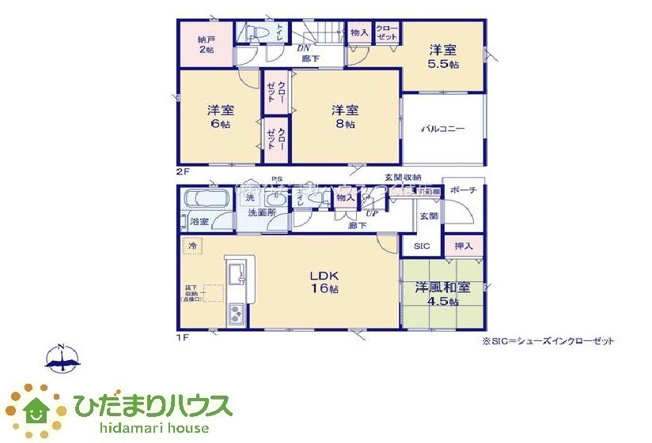 【間取り】 | 笠間市大田町第3　新築戸建　3号棟 | サイズの大きなアイテムも収納できる納戸付き