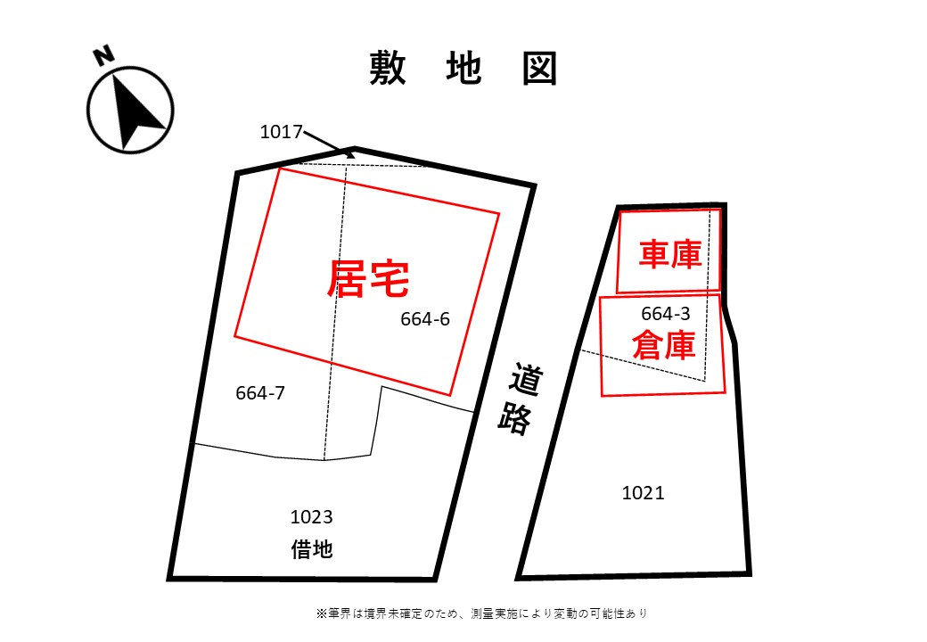 米子市下新印　中古住宅の区画図