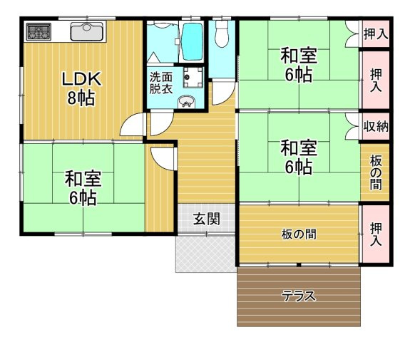 【間取り】 | 河村瀬高貸家（太神） | 大家族も安心の広々空間