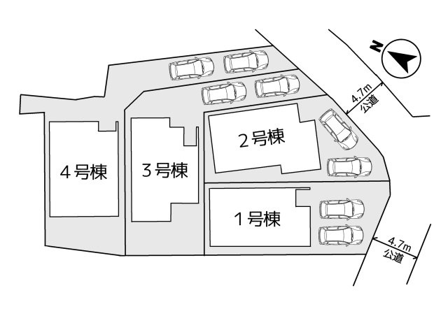 深阪６丁　新築分譲住宅　全４区画の区画図