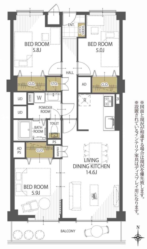 日商岩井福陵マンションの間取り