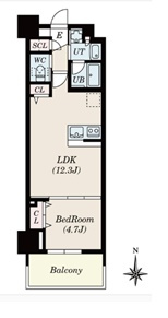 大阪市中央区高麗橋１丁目の賃貸マンションの間取り