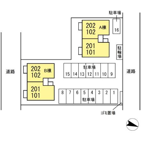 ベルデュール・ウィルモア Ａ・Ｂの区画図